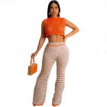 Orange Hollow-out Sweater Fashion Sexy Women Sport Dress