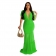 Green Deep V-Neck Pleated Sleeveless Long Dress