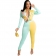 Yellow Long Sleeve Deep V-Neck Printed Fashion Women Bodycon Sexy Jumpsuit