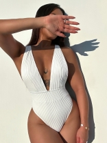 White Sexy Women Beach One-Piece Swimwear