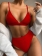 Red Solid Sexy Women Swimsuit Bikini Sets