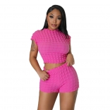 RoseRed Women Sexy Umbilical Wrapped Party Club Bubble Two Piece Sets