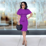 Purple Women New Slim Fit Fashion Party Offical Formal OL Midi Dress