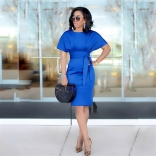 Blue Women New Slim Fit Fashion Party Offical Formal OL Midi Dress