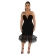 Black Off-Shoulder V-Neck Solid Color Mesh Women Midi Skirt Dress