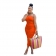 Orange Women's Solid Off Shoulder Pleated Straps Party Midi Dress