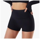 Black Solid Seamless Shorts Women Soft Workout Tights Fitness Outfits Yoga Pants Gym Wear