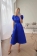Blue Women's Fashion Short Sleeve Large Swing A-line Evening Party Long Dress