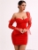 Red Mesh Long Bubble Sleeves Sexy Bodycon Temperament Party Mini Dresses