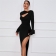 Black Women's Bodycon Pary Sexy Split Long Sleeve Dress