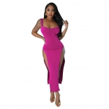 RoseRed Low-Cut Straps Women Bodycon Split Party Sexy Maxi Dress