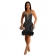 Black Straps Mesh Deep V-Neck Rhinestone Feather Sexy Bodycon Women Dress