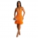 Orange Straps Mesh Deep V-Neck Rhinestone Feather Sexy Bodycon Women Dress