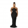 Black Fashion Women's Solid Sleeveless Shoulder Strap Backless Long Dress