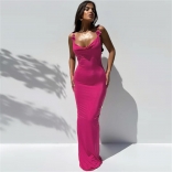 RoseRed Sleeveless Fashion Sexy Backles Women Slim Strap Maxi Dress