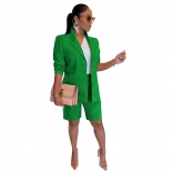 Green Long Sleeve Fashion Two Piece Women Working Office OL Dress
