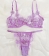 Purple Women's Sexy Perspective Erotic Lingerie Embroidery Underwire Bra Sets