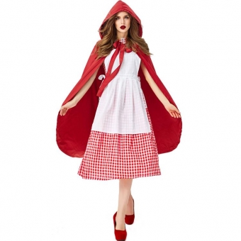 A set of role-playing for Little Red Riding Hood in a three piece beer suit