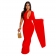 Red Fashion Women's One Shoulder Sleeves Backless Bodycons Long Dress