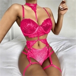 RoseRed Women's 3PCS Lace Straps Padded Sexy Erotic Nights Lingerie Brief Sets