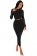 Black Women's Striped Crop Tops Bodycon Formal Pleated Half Skirt Midi Dress