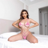 Pink Women's Sexy Micro Trikini Extreme Temptation Lace Up Three Point Bra Sets Erotic Babydolls