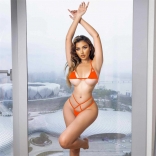 Orange Women's Sexy Micro Trikini Extreme Temptation Lace Up Three Point Bra Sets Erotic Babydolls