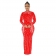 Red Elegant Women's Long Sleeve Mesh Diamond Two Piece Set Long Dress