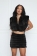 Black Women's Fashion Sleeveless Vest Imitation Fur Cotton Short Suit Set Mini Dress