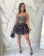 Black Women's Mesh Sexy Low-Cut Slim Fit Diamond Bubble Skirt Prom Dancing Mini Dress
