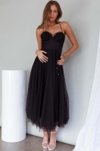 Black Halter Low-Cut Mesh Lace-up Sexy Bodycon Women Skirt Maxi Dress for Women