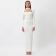 White Long Sleeve Boat-Neck Women's Bodycon Backless Rhinestones Straps Formal Prom Long Dress