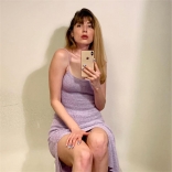 Purple Women's Straps Knitting Low-Cut Sexy Bodycons Split Midi Dress