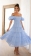 Skyblue Off-Shoulder Chiffion Hollow-out Fashion Skirt Dress