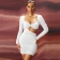 White Long Sleeve Hollow-out Women Low-Cut Bodycon Party Mini Dress