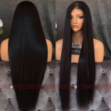 Black split long straight hair braid