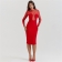 Red Women's Mesh Long Sleeve Formal Midi Dress Sexy NightClub Bodycons Clothing