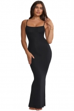 Black Women's Straps Fashion Bodycons Stripe Long Dress Sexy Evening Pleated Skirt Clothing
