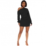 Black Women's Stripe Long Sleeve Bodycon Dress Sexy Party Evening OL Mini Dress Clothing