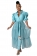 Blue Women's Short Sleeve Button V-Neck Skirt Dress Mesh Pleated Casual Vestidos Clothing