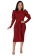 WineRed Women's Long Sleeve Striped Cotton Bodycon Midi Dress Belted Evening Long Skirt Clothing