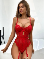Red Women's Underwear Lingerie Chains Lace Erotic Sexy Underwire Clohthing