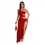 Red Women's Long Dress Hollow-out Sexy Evening Party Dance Maxi Clothing