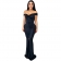Black Women's Off-Shoulder Low-Cut Pleated Evening Prom Osscaion Party Long Dress