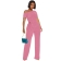 Pink Off-Shoulder Halter Pleated Sexy Tops Casual Women Pant Jumpsuit Dress Sets