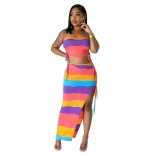 Colors Off-Shoulder Womens Wrap Tops Printed Fashion Split Lace Up Long Dress