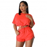 RoseRed Short Sleeve Women Lace Up Crop Top Sexy Fashion Pants Dress Sets
