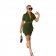Green Short Sleeve Button Pocket Two Pieces Dress Sets