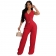 Red Sleeveless Button V-Neck Vest Two Pieces Casual Jumpsuit Dress