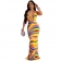 Yellow Sleeveless Deep V Neck Sexy Printed Backless Party Long Dress